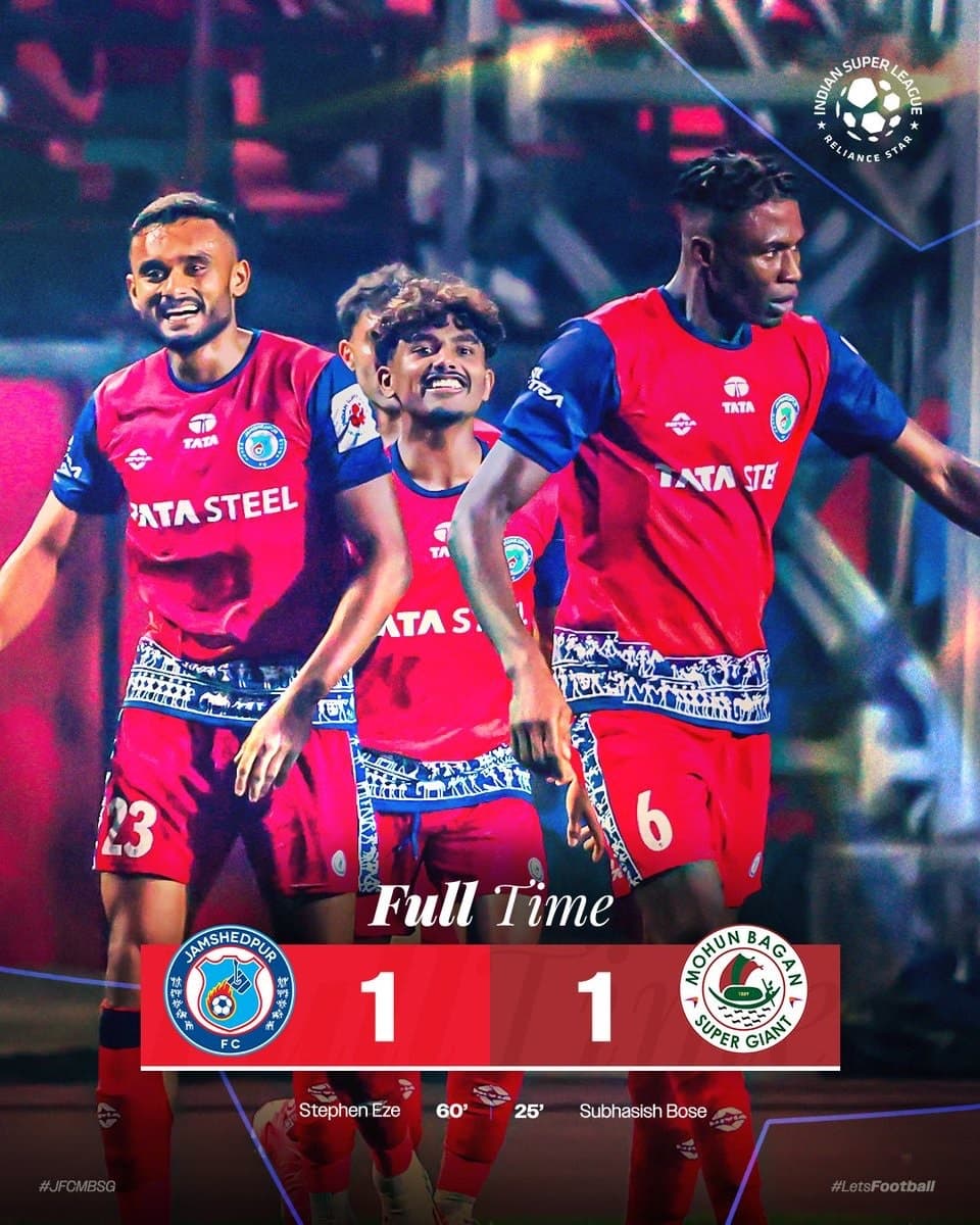 आइएसएल : जमशेदपुर एफसी ने मोहन बागान को बराबरी पर रोका