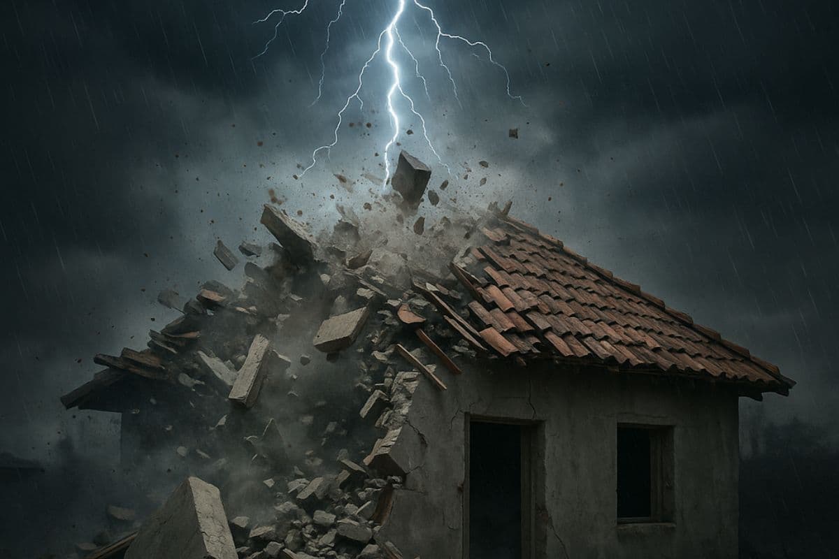 Rohtas: बिजली की तेज आवाज से गिरा मकान का छज्जा, वृद्ध की मौके पर मौत, दो घायल 