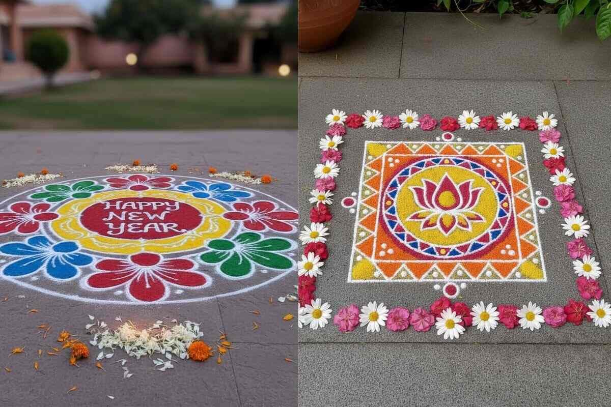 Simple Rangoli Design For New Year: न्यू ईयर पर घर को सजाएं सुंदर रंगोली डिजाइन से, ट्राई करें ये आइडियाज